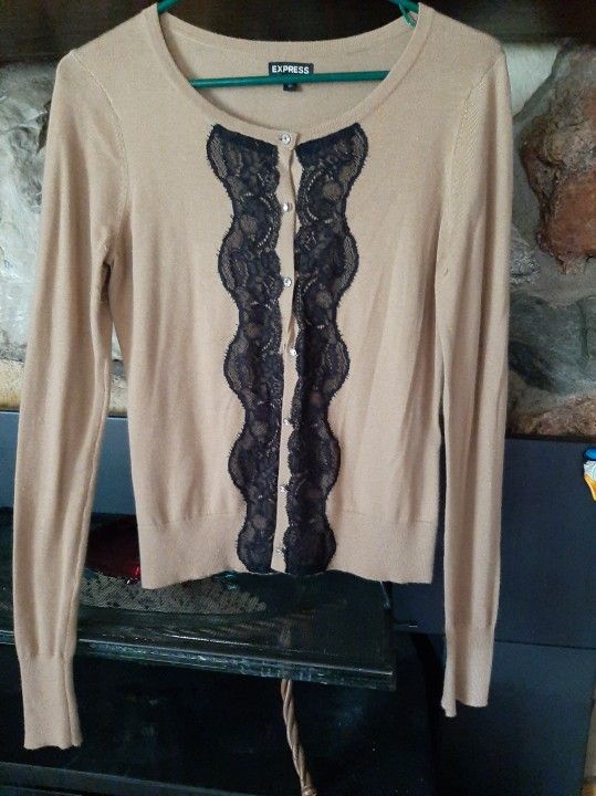 Express Lace Embellished Cardigan