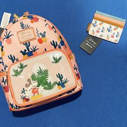 Loungefly Disney Mickey Mouse Southwestern Mini Backpack And Matching Cardholder  - NWT 