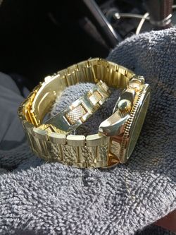 Mens Gold Watch And Gold Link Bracelet
