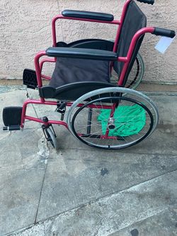 Manual Wheelchair Red Frame with Footrests