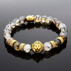 Natural Stone Lion and Buddha Bracelet