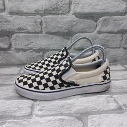 Vans Mens Size 6 Slip On Checkerboard Shoes Women Size 7.5 Sneakers White Black