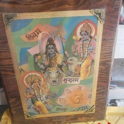 Beautiful Wood Modge Podge Indian Art