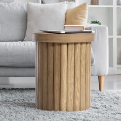 Maddison Fluted End Table, 19.29"H Oak Color
