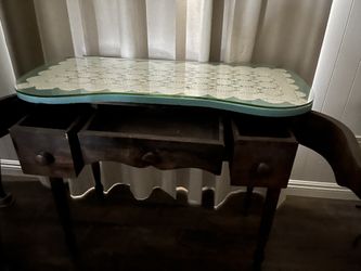 Vintage Kidney Shape Vanity 3 Drawers Side Doors