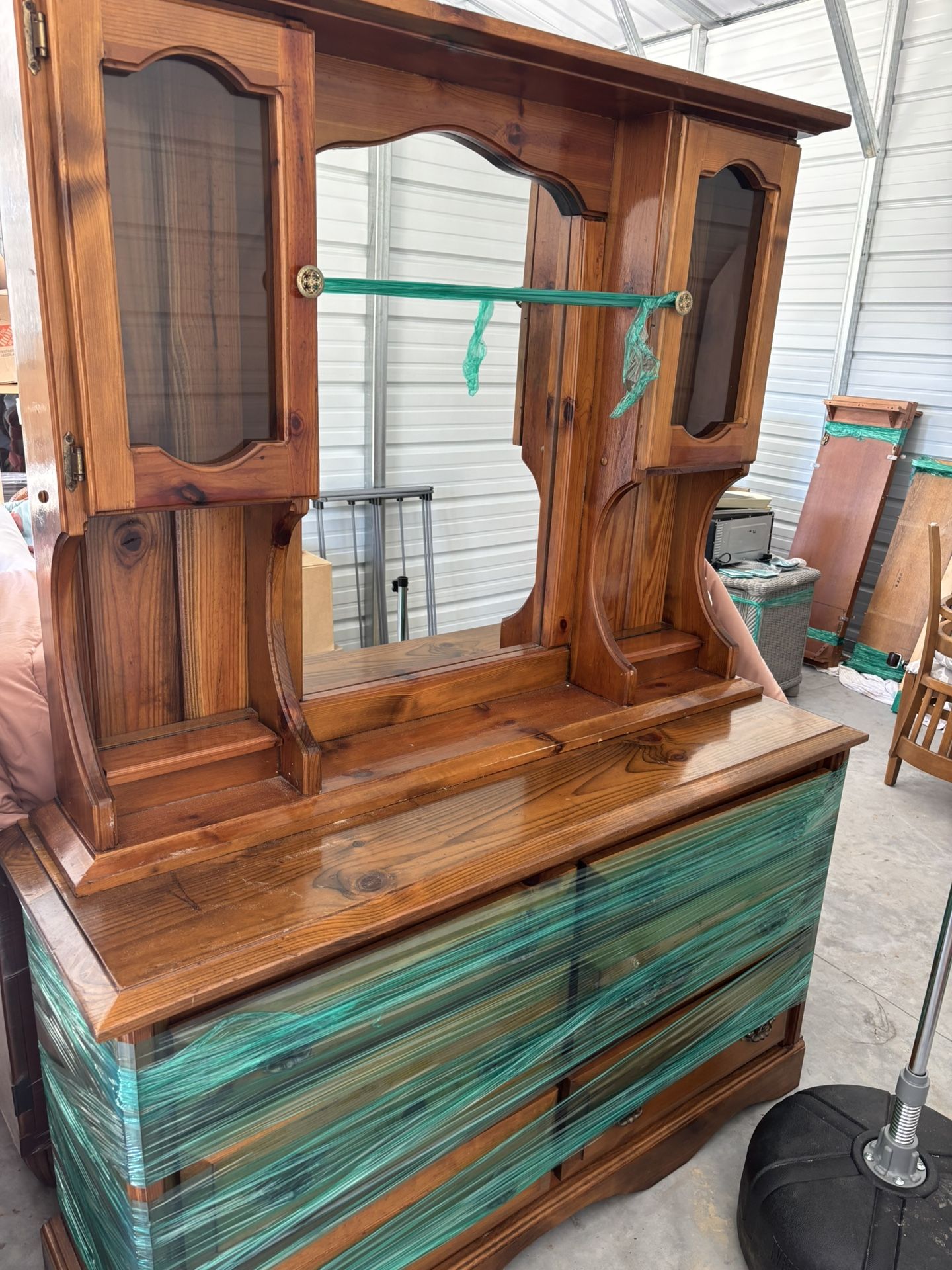 Solid Wood Pine, six Drawers, With Mirror Dresser