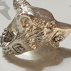 GUCCI  925  Sterling silver WOLF ANGRY FOREST  RING