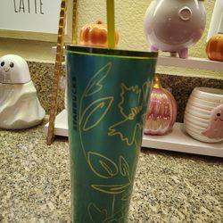 STARBUCKS 2022 SPRING Floral Teal STAINLESS STEEL COLD CUP TUMBLER VENTI 24 OZ.