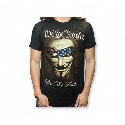 We The People See The Truth Patriotic American Flag Face Mask T-shirt