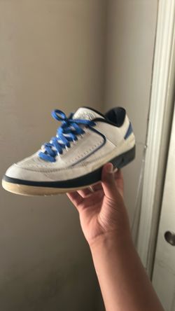 Blue and black air Jordans