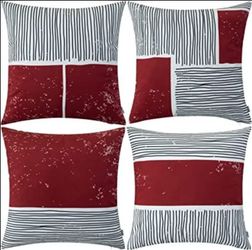 4, burgundy, Decorative Throw Pillow Covers Set 18x18 inch