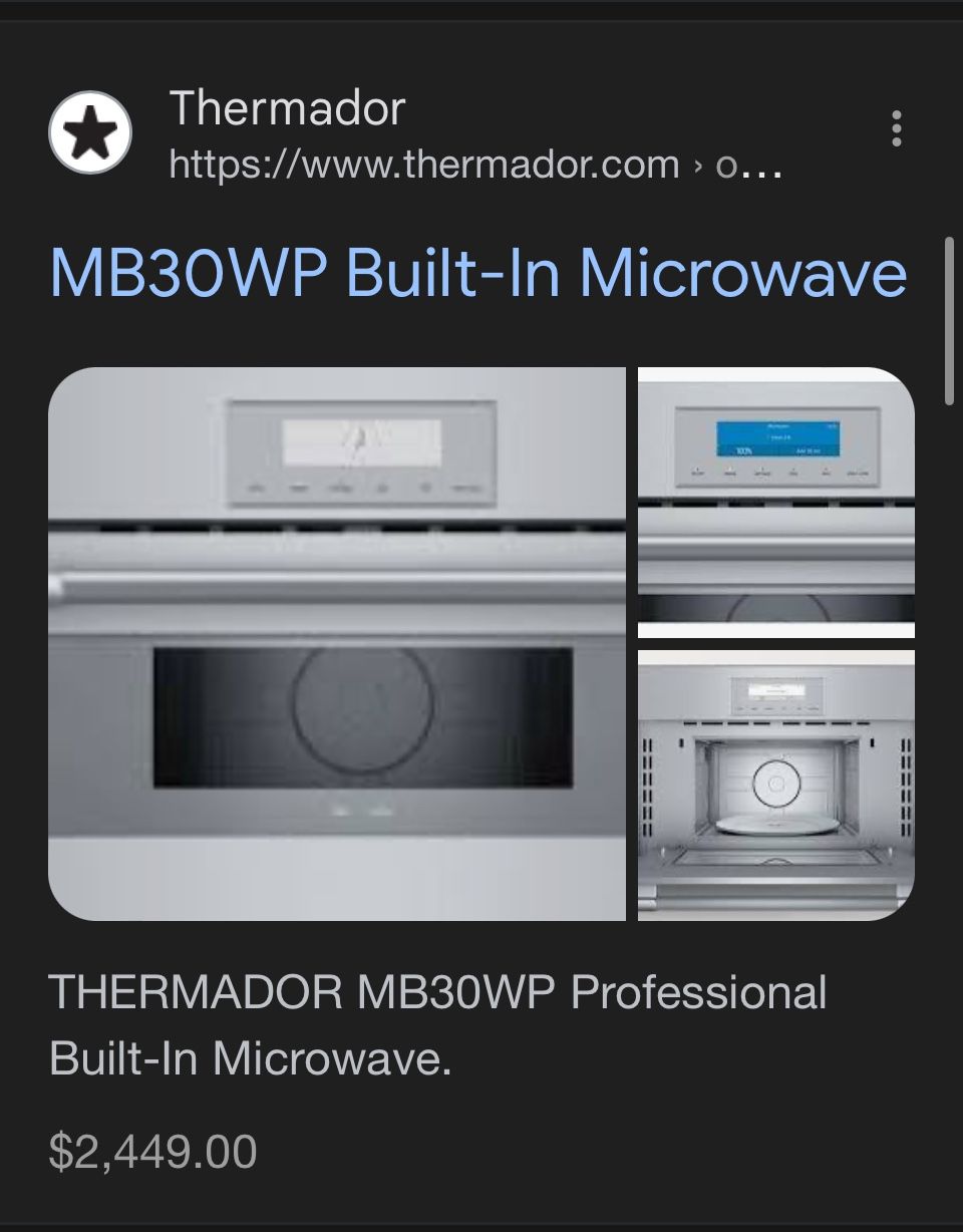 Thermador 30inch Built In Microwave