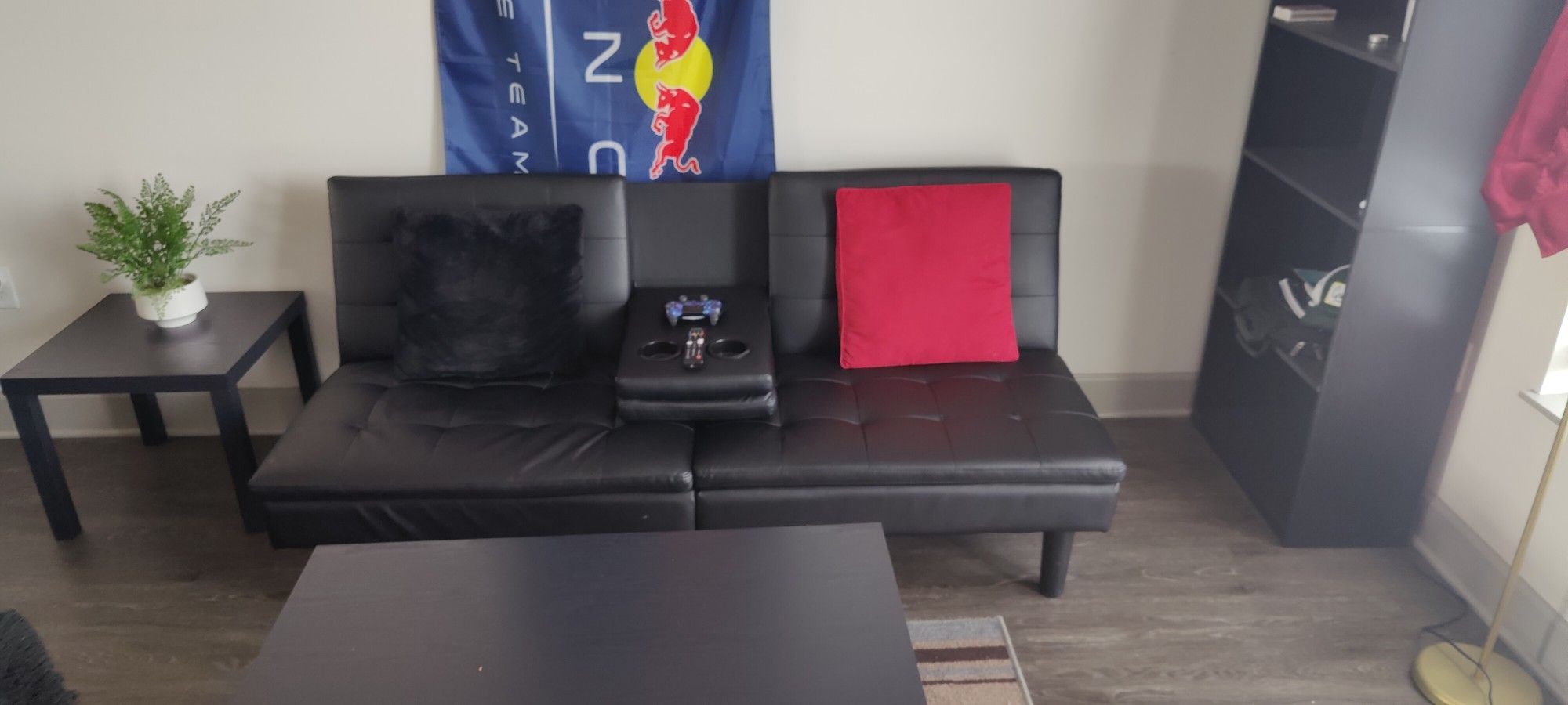 Futon Couch - Faux Leather With Charging Port Inbuilt