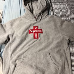 Supreme Hoodie Cross Logo Grey