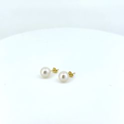 Real 18K Gold Pearl Earrings