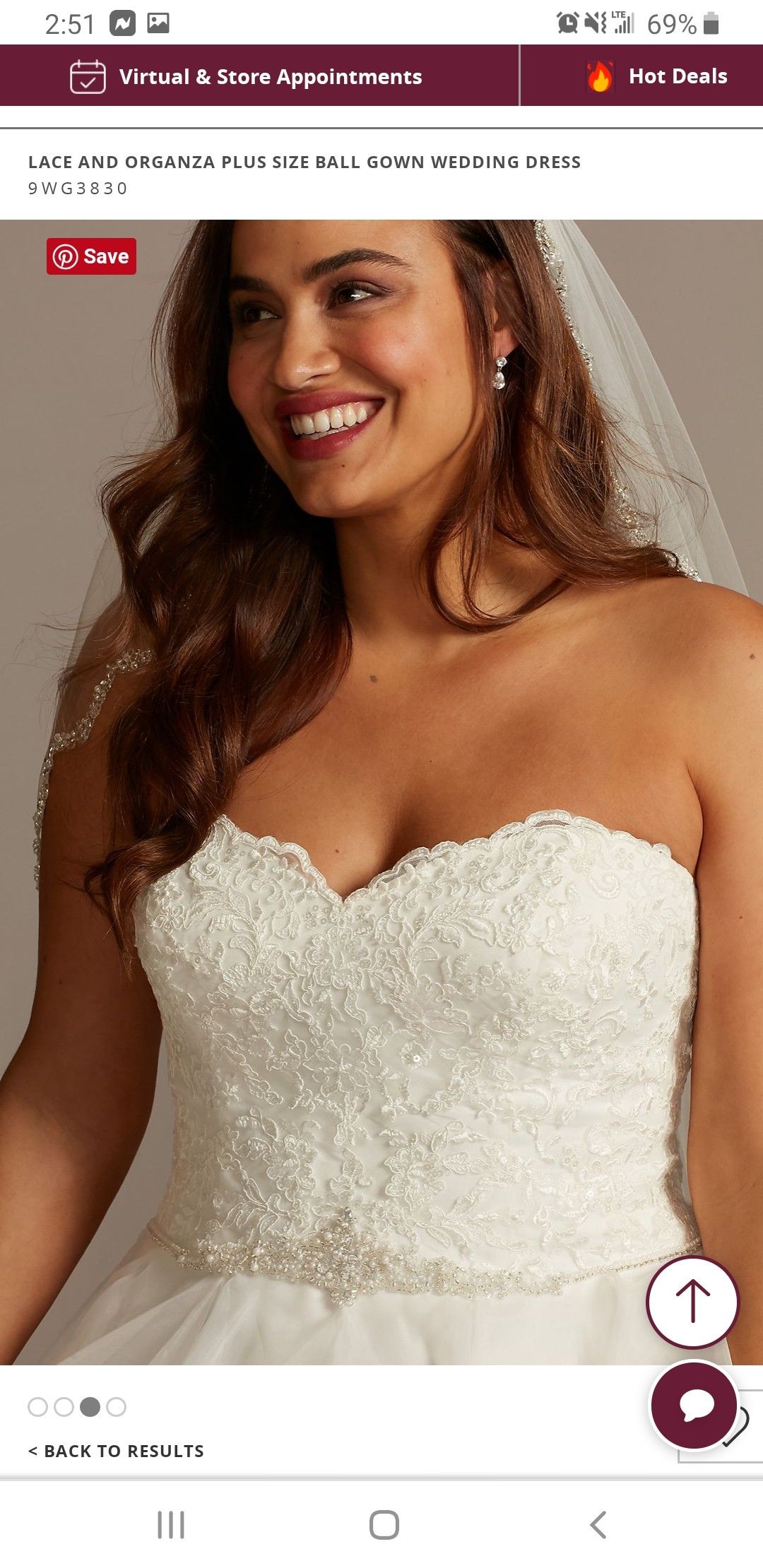 David's Bridal Collection wedding dress Lace and Organza