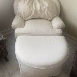 White Chair With Ottoman