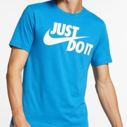 New Nike blue white Just Do It light weight tshirt
