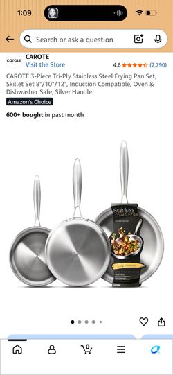 CAROTE Stainless Steel Frying Pan Bundle