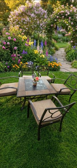 Martha Stewart Living 5-Piece Tile-Top Outdoor Patio Set with Cushions