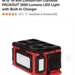 Milwaukee M18 18-Volt Lithium-Ion Cordless PACKOUT 3000 Lumens LED Light with Built-In Charger