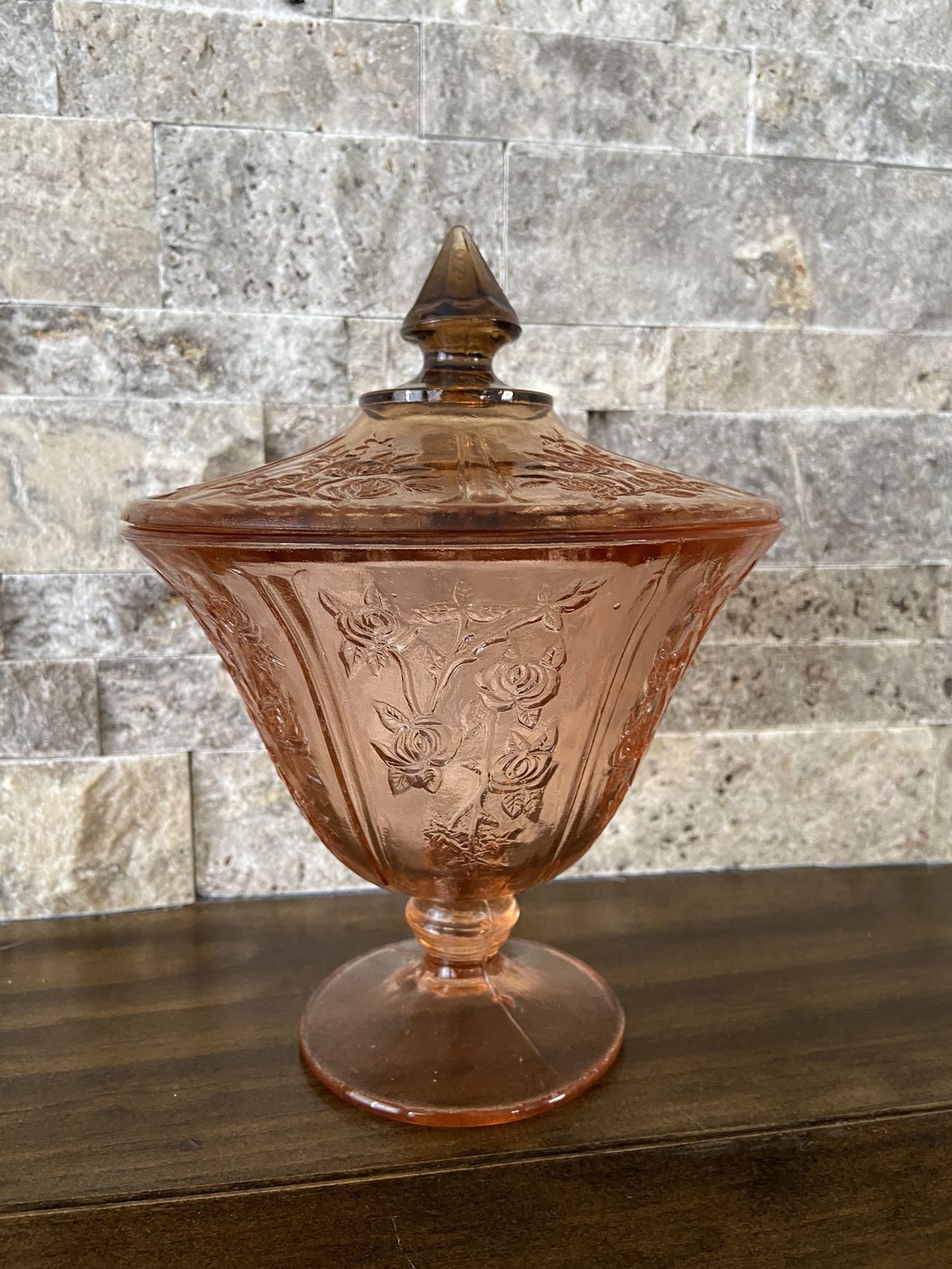 Pink Depression Glass Candy Dish