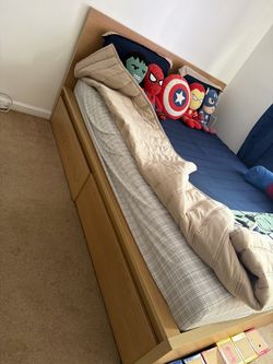 Queen bed frame with two drawers