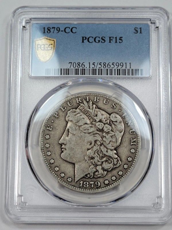 1879 CC $1 Morgan Silver Dollar PCGS F15 Carson City KEY DATE
