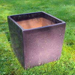 Nice Square Purple Glazed Terra Cotta Flower Pot