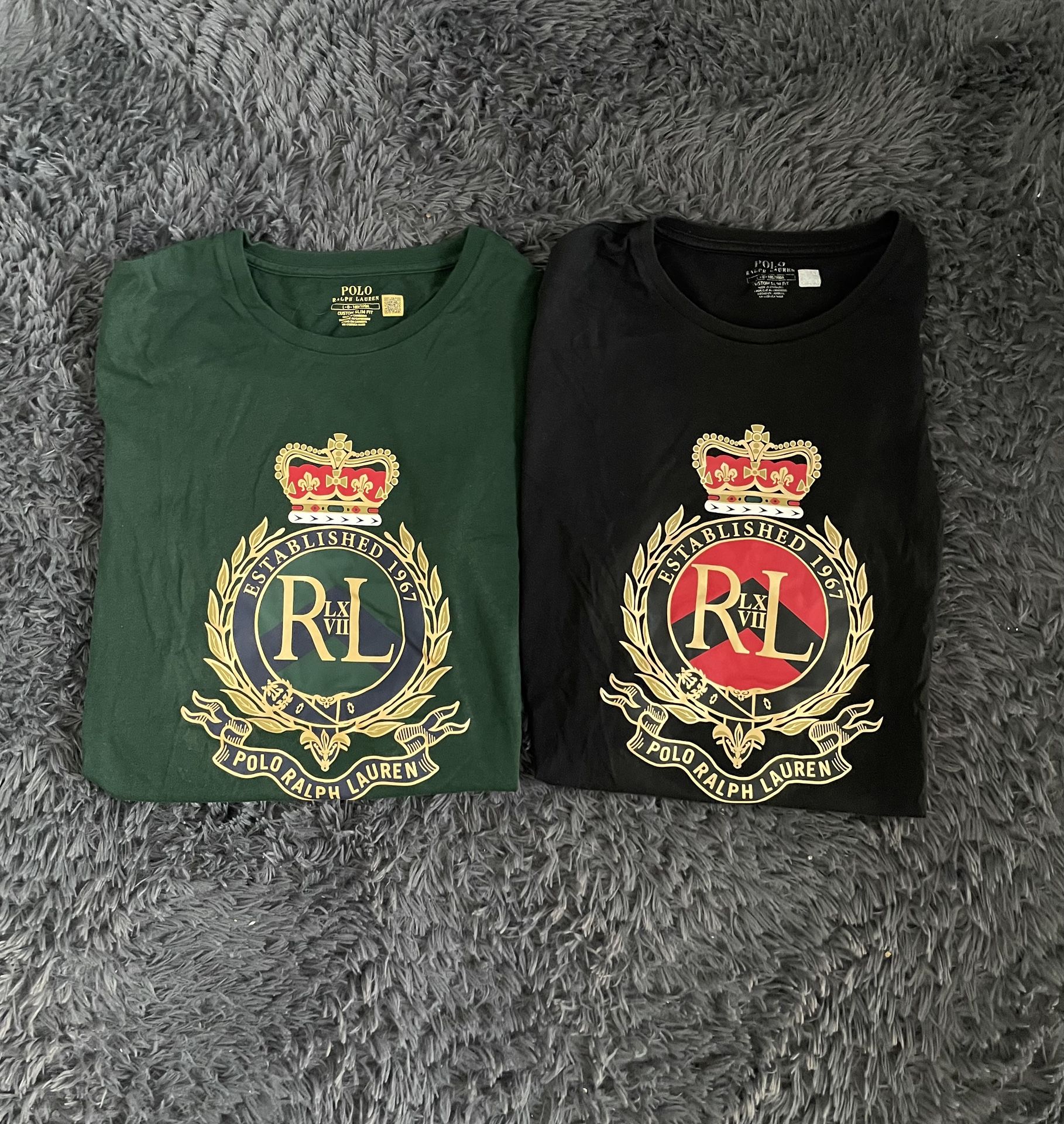 Polo Ralph Lauren Shirt Lot bundle of 2 Green Black Gold | Men Large 