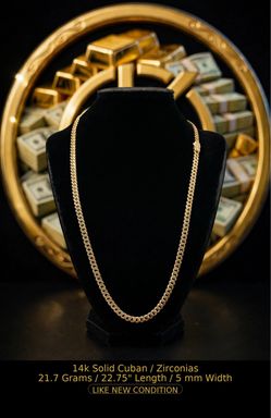 14 SOLID CUBAN CHAIN W/ CZ’s
