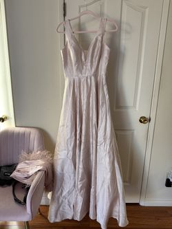 Pink champagne long dress puffy sparkly