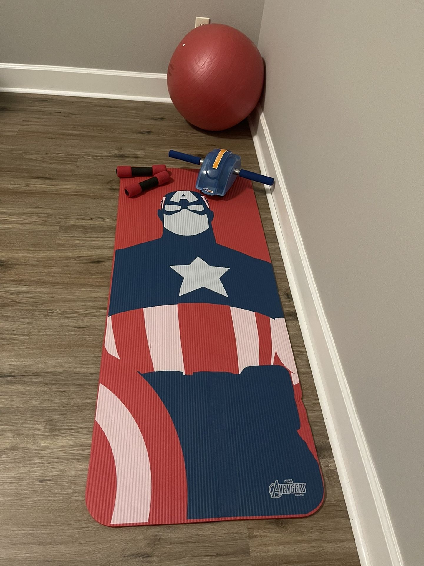New Yoga Mat And Ball And 5 Pounds Weights  