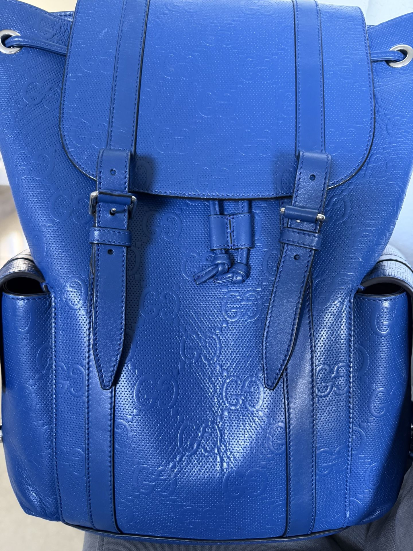 Gucci GG Embossed Backpack - Blue 