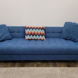 Blue Sofa Couch With Matching Chair. 