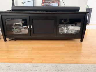 Black Entertainment Unit With Doors And Shelves
