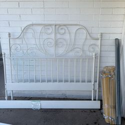 White Metal Queen Bed Frame
