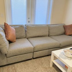 Havertys grey sectional sofa (custom-made)