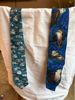 Vintage WWF Silk Ties - Hippos (Design 110) & Sea Otters (Design 112)