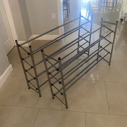 Silver Metal Adjustable Shoe Racks (2)