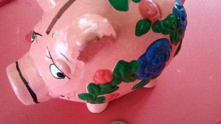 Hand Painted Pink Piggy Bank.