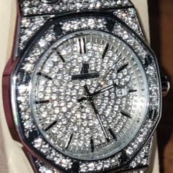 Mens Iced Out Moissanite Watch