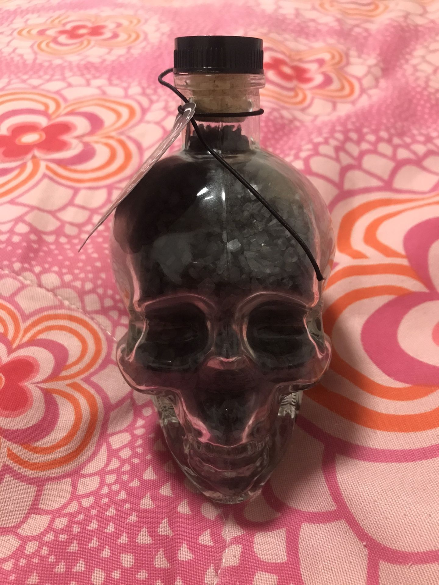 NEW Charcoal bath salts in skull decor. 16oz