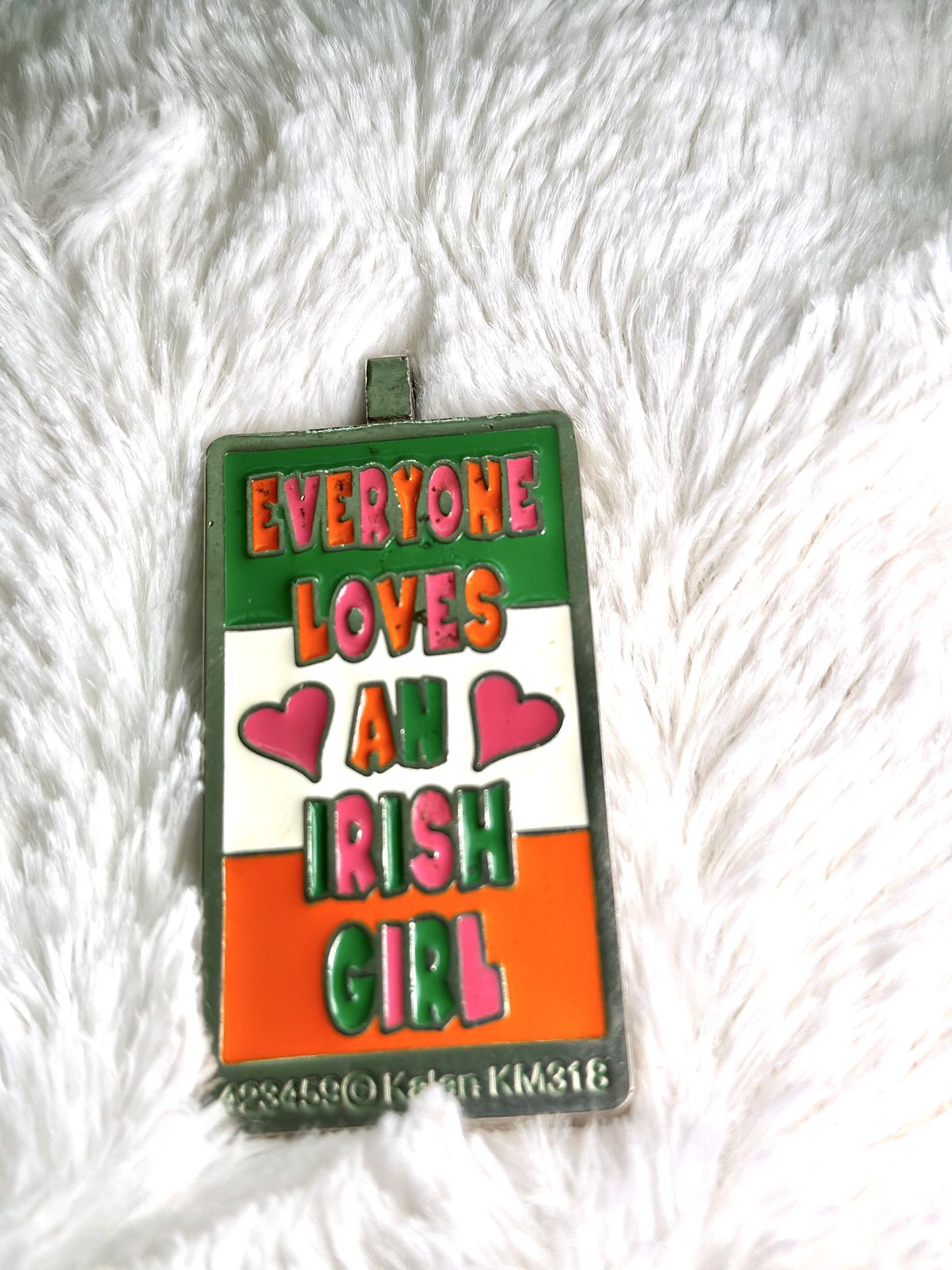 Everyone Loves An Irish Girl Green Orange And Pink Keychain/ Pendant