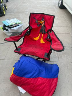 Child’s sleeping bag and chair