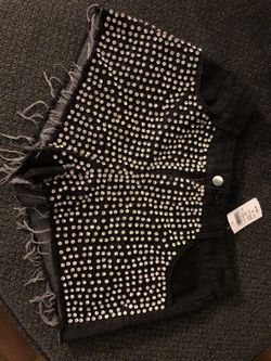 Windsor black studded shorts