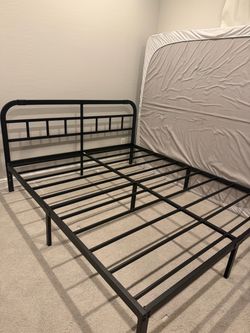 California King, black metal bedframe