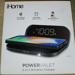 iHome® Qi Wireless Charging Compact Alarm Clock in Black with USB Port

