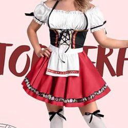 Women's Oktoberfest Costume, Medium, Red