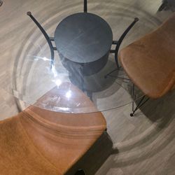 Round Glass Top Dining Table with 2 Chairs